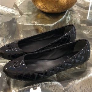 Tory patent quilted leather flats